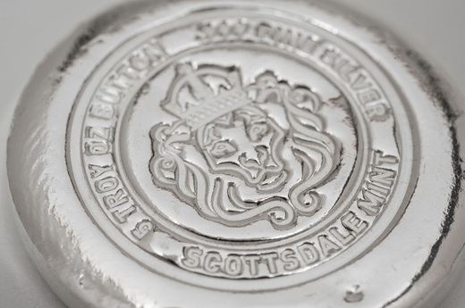 5 oz stříbrný slitek "button" Scottsdale Mint