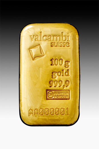 Valcambi SA zlatý slitek 100g - Litý