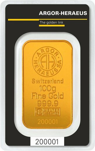 Argor Heraeus SA Švýcarsko zlatý slitek 100 g
