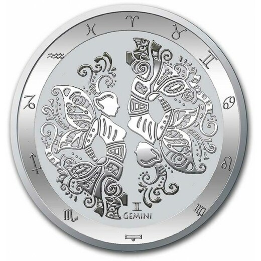 stříbrná mince 1 oz znamení zvěrokruhu BLÍŽENCI - ZODIAC GEMINI