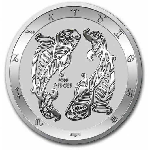 stříbrná mince 1 oz znamení zvěrokruhu RYBY - ZODIAC PISCES